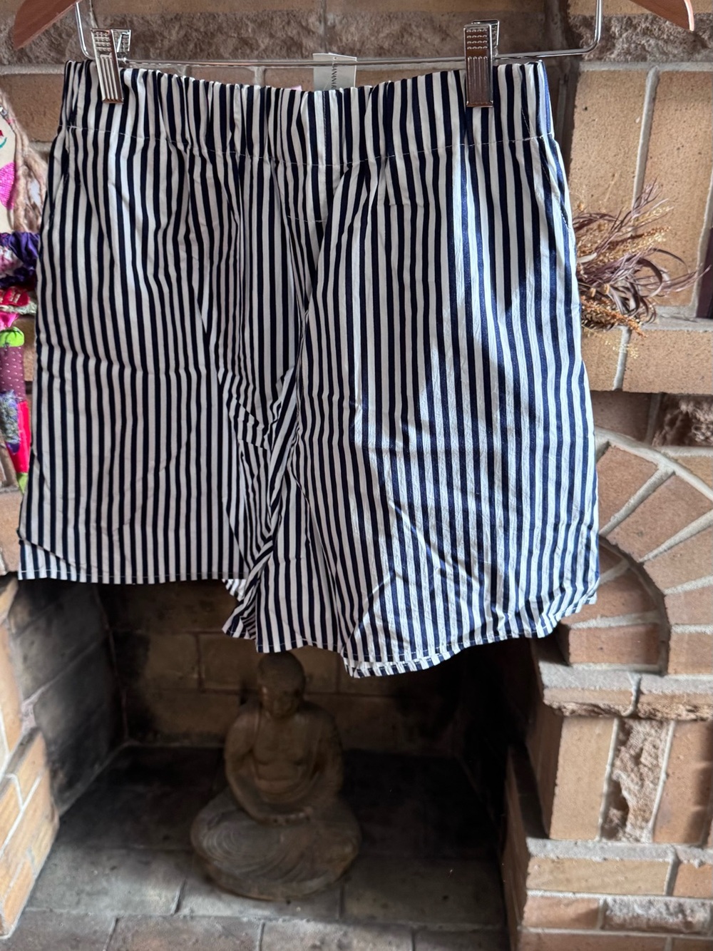 Banana Republic Navy and White Vertical Stripe Flat-Front Shorts